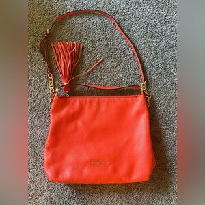Michael Kors MK genuine leather orange Weston tasseled hand bag